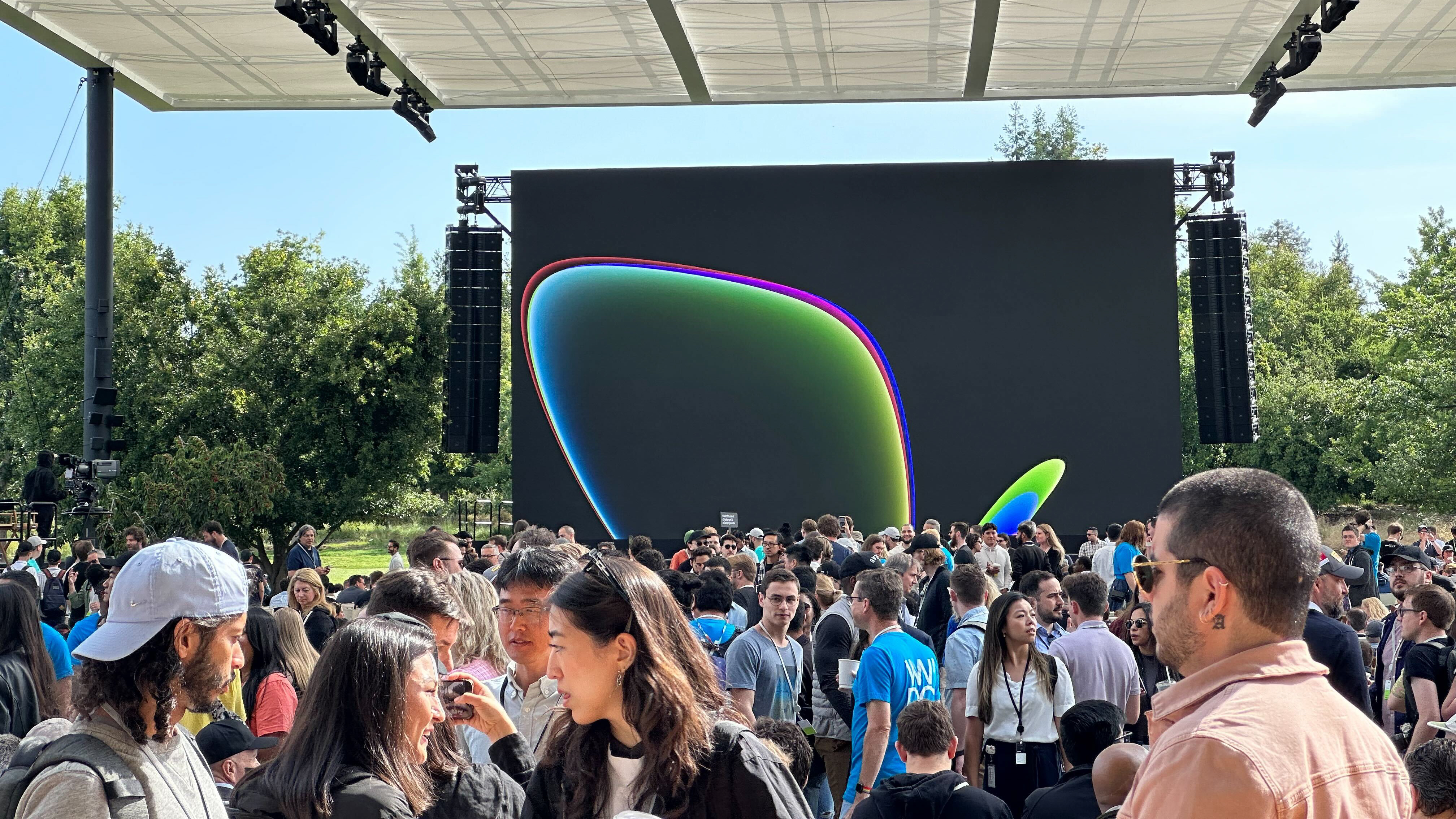 Crowd at WWDC 2023 theater outdoors